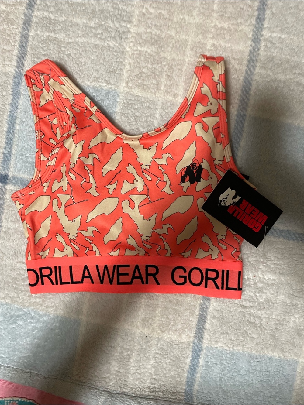 Coral & Cream Patterned Crop Top